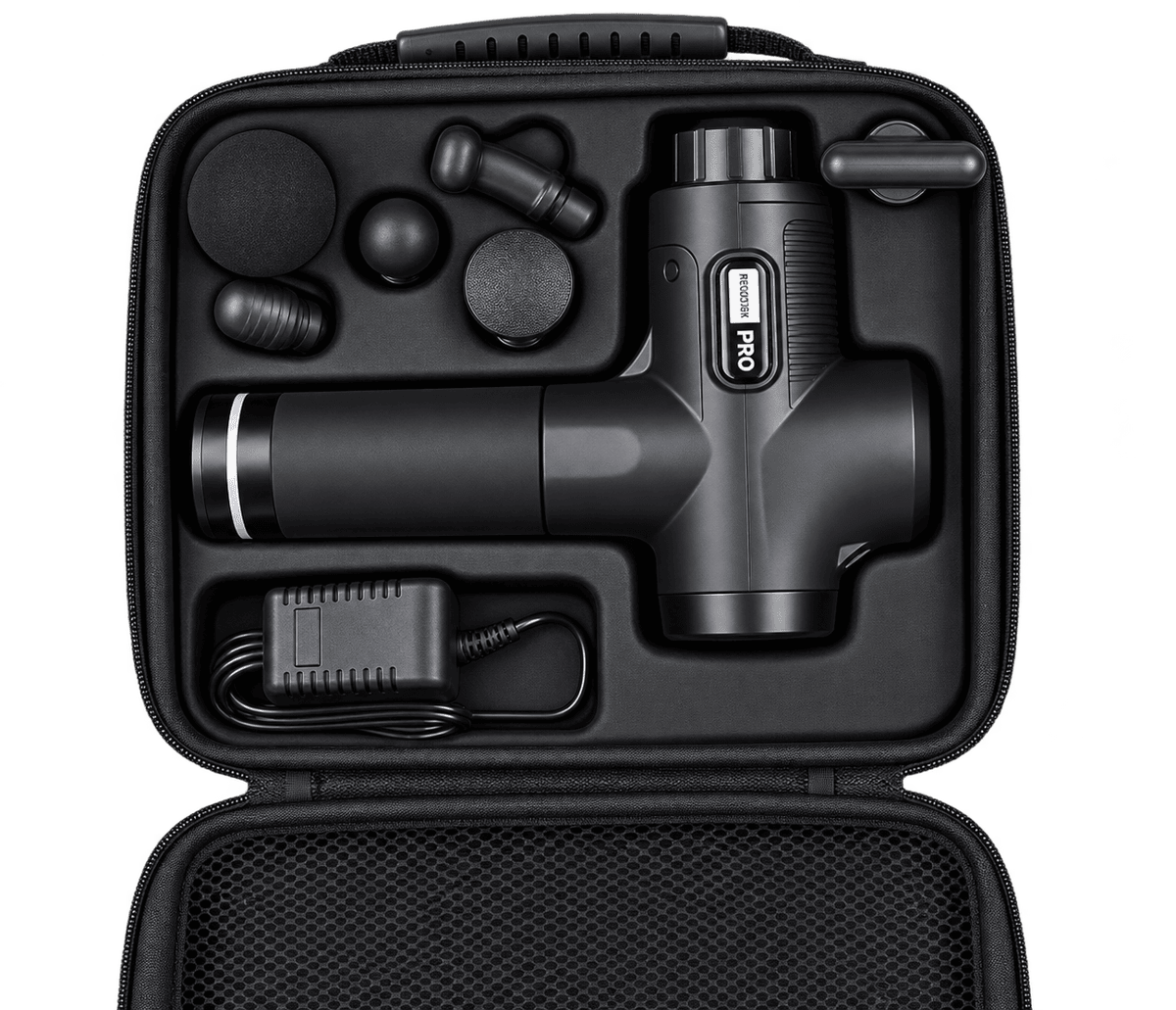 Recover Pro packed inside the open carry case with charger and attachments